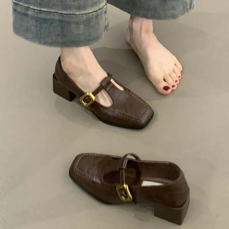 Women Square Toe T-Strap Mary  - Vintage Fashion Dresses review and price